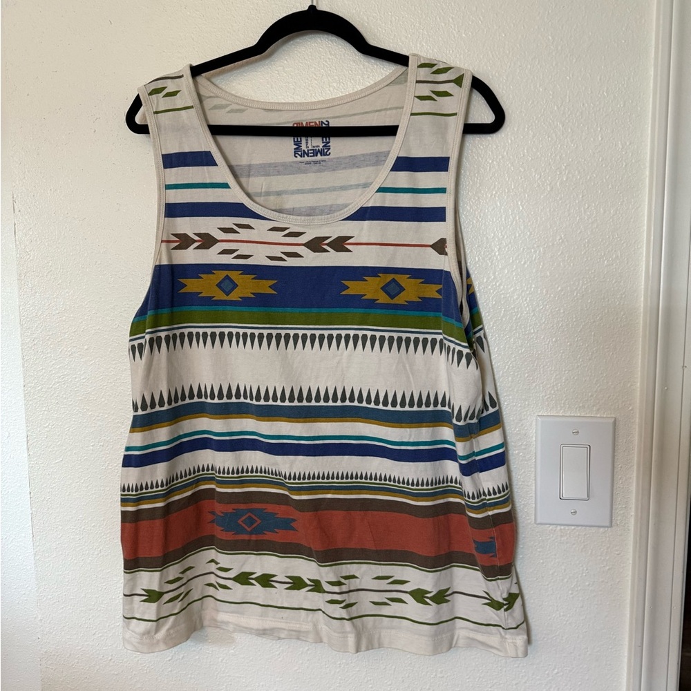 21men Striped Tank Top in Blue and Brown